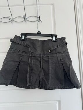Zara Black Denim Pleated Mini Skirt